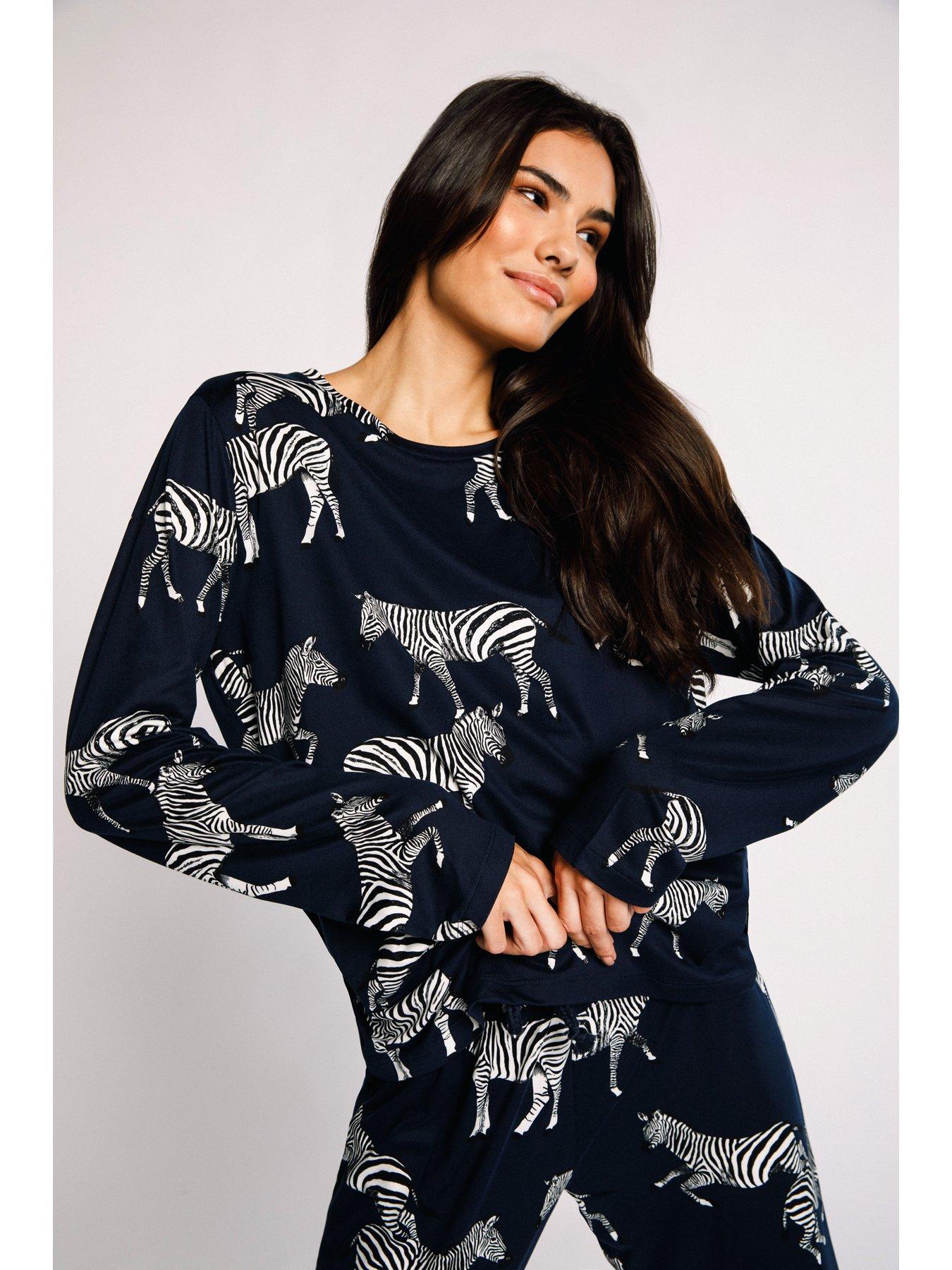  image of chelsea-peers-long-crew-zebra-printed-set