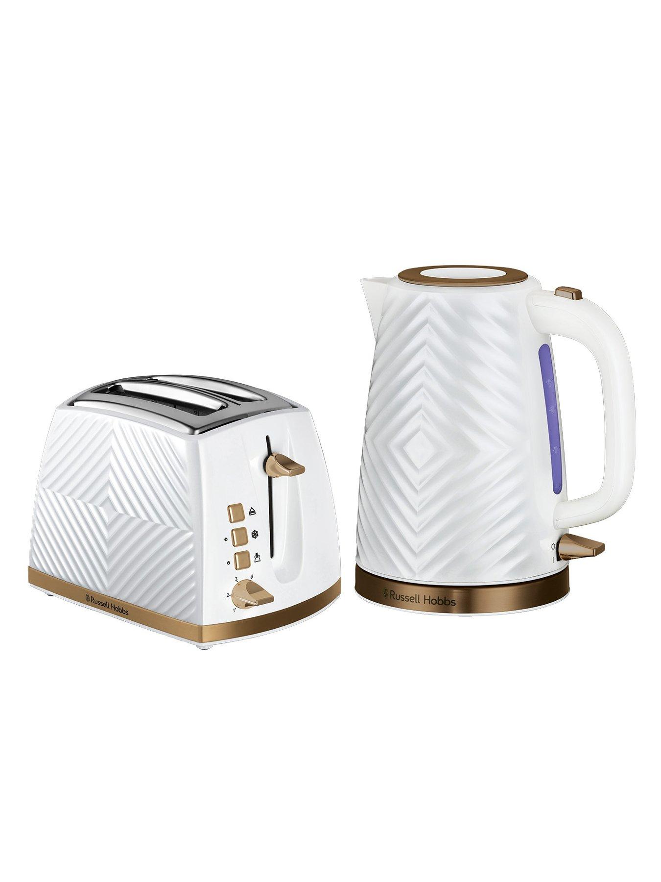 Russell Hobbs Groove Kettle & Toaster Bundle White