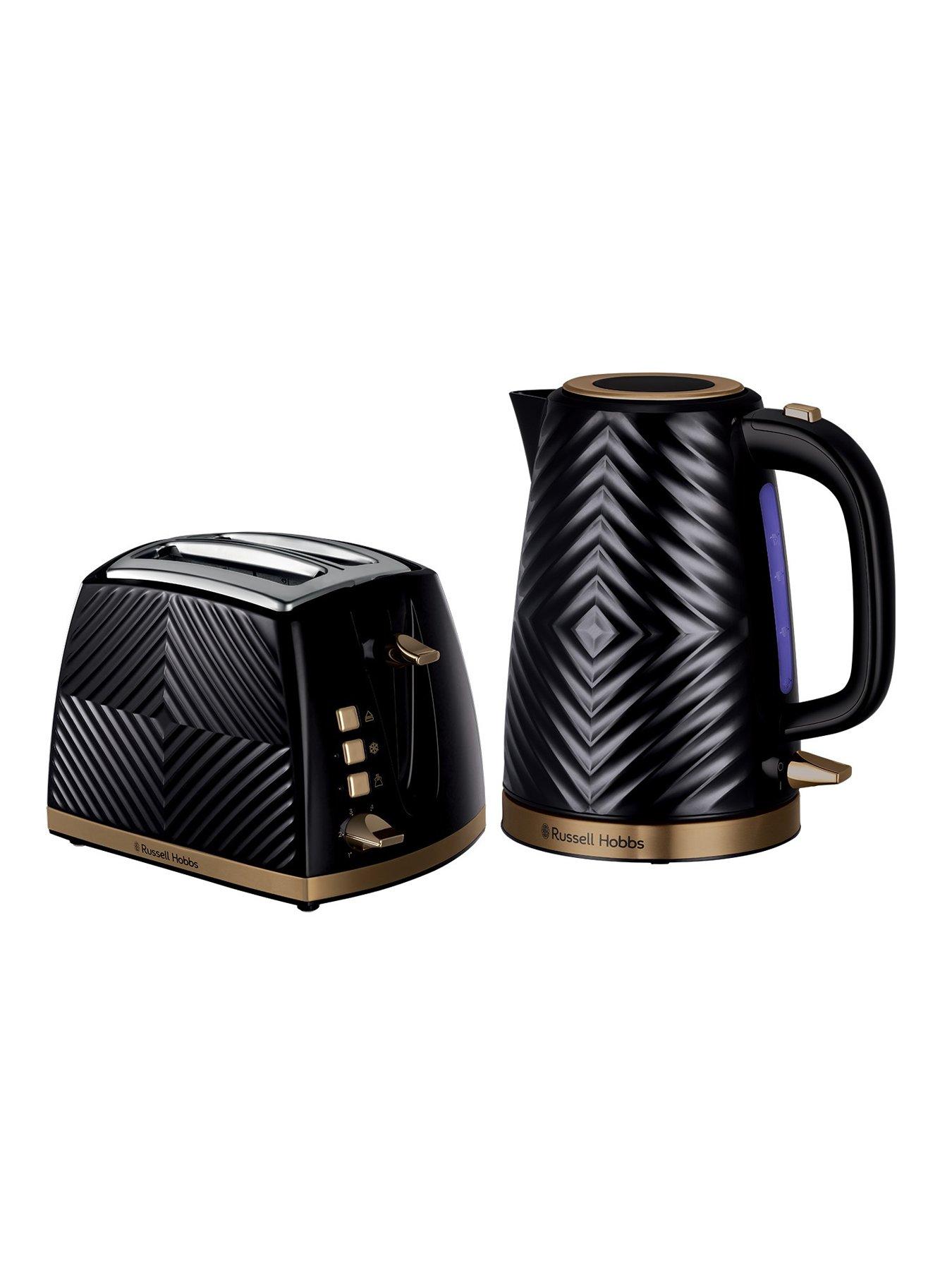 Image 2 of 7 of Russell Hobbs Groove Kettle &amp; Toaster Bundle - Black