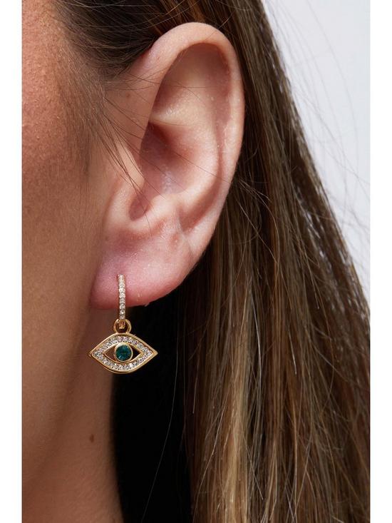 stillFront image of jon-richard-gold-plated-silver-crystal-evil-eye-charm-earrings
