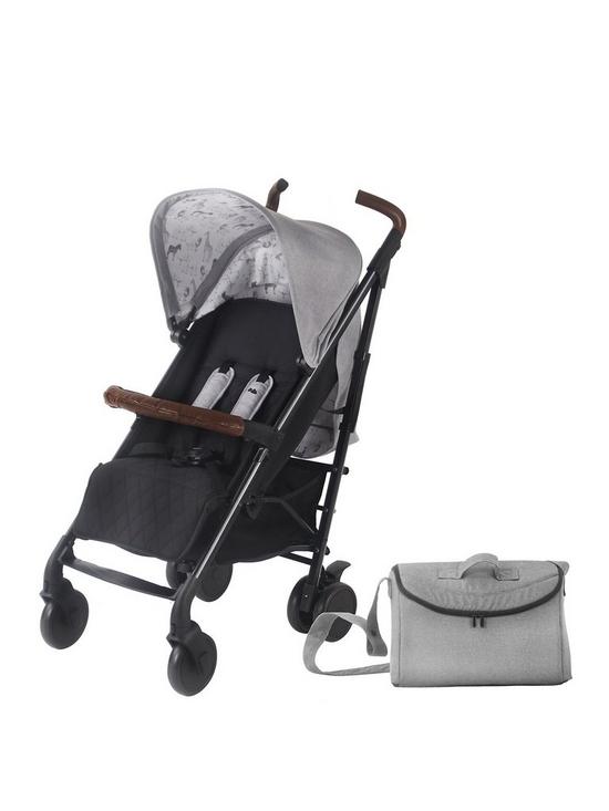 front image of my-babiie-mb52-dreamiie-by-samantha-faiers-safari-lightweight-stroller-with-newborn-insert-changing-bag-and-leatherette