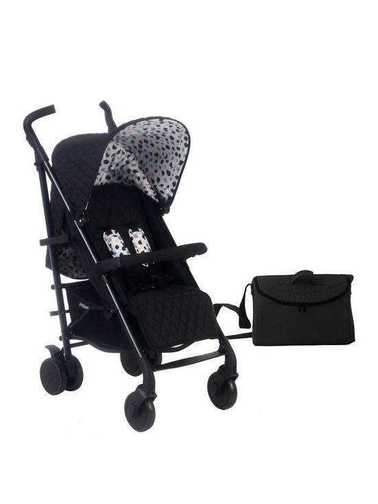 front image of my-babiie-mb52-save-the-children-confetti-stroller-with-newborn-insert-changing-bag-and-leatherette