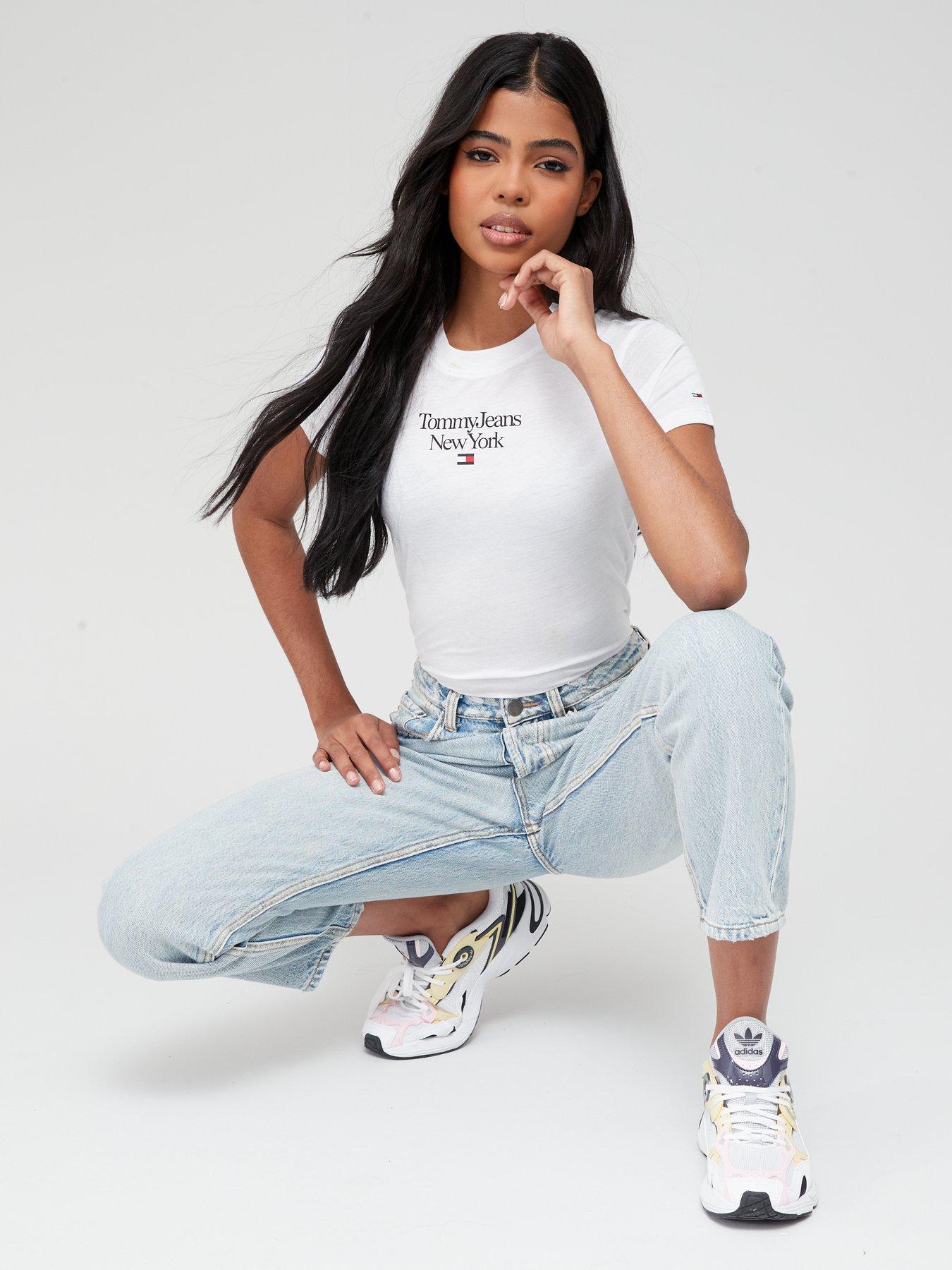  image of tommy-jeans-baby-essential-logo-shortnbspsleeve-top-white