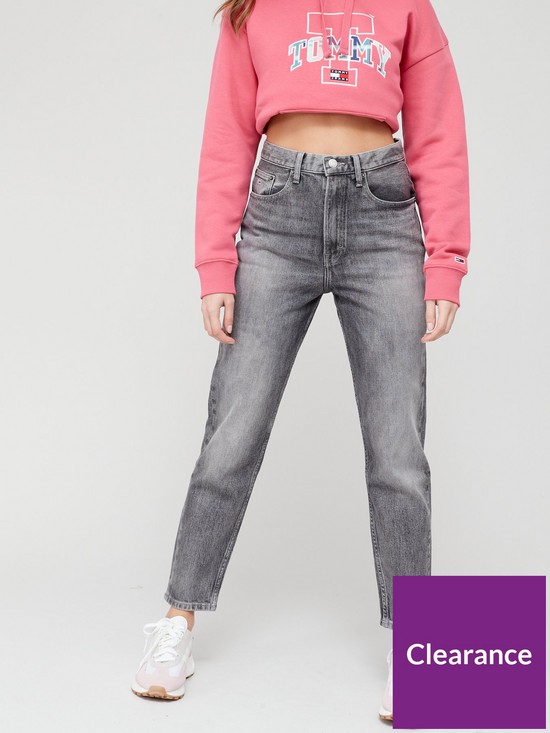 front image of tommy-jeans-high-waist-mom-jean-ndash-grey