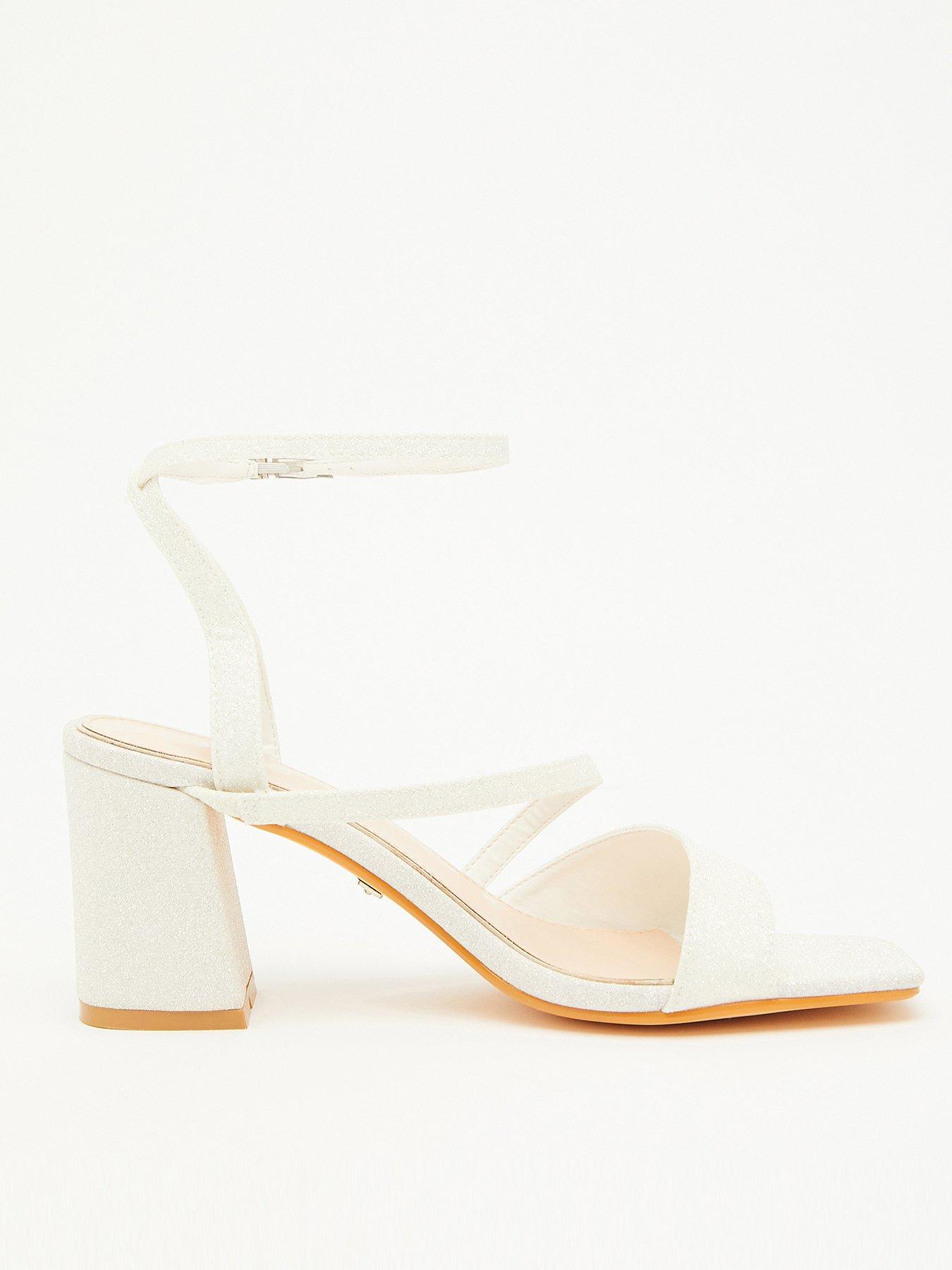 Quiz white block deals heel sandals