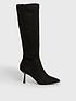  image of new-look-black-suedette-pointed-stiletto-knee-high-boots