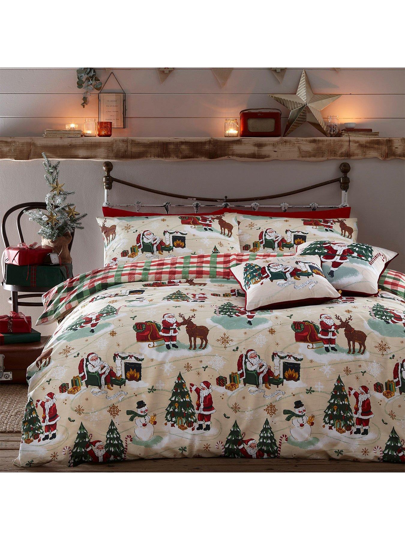 Furn Jolly Santa Christmas Single Duvet Cover Set Red