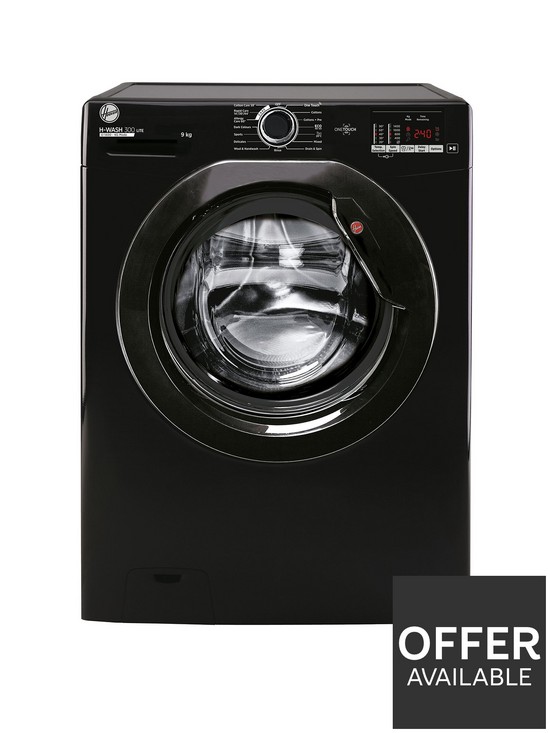 front image of hoover-h-wash-300-h3w492dbbe-9kg-load-1400-spinnbspfreestanding-washing-machine--nbspblack
