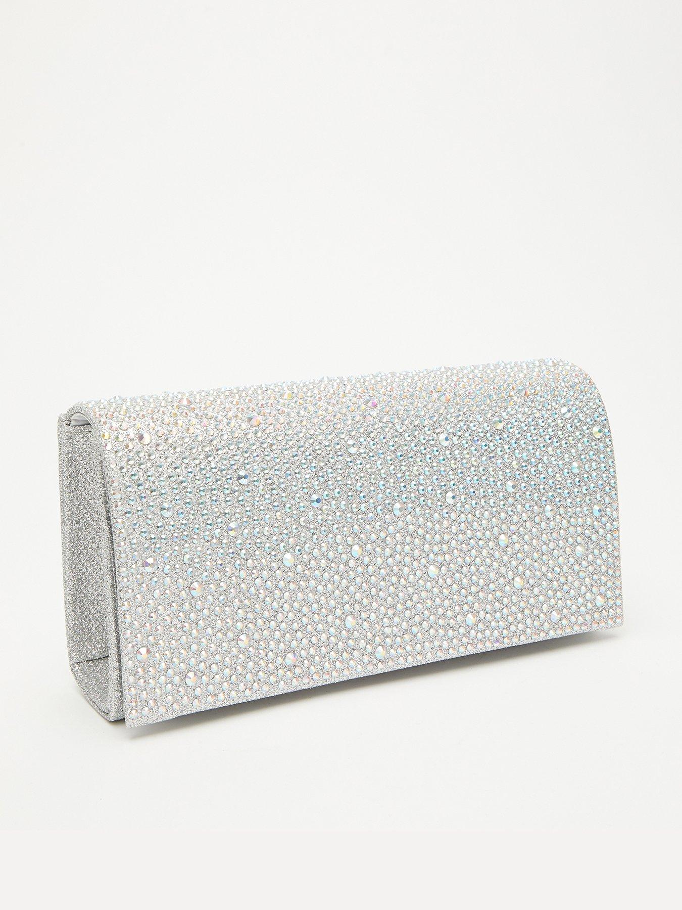 Quiz Diamante Shimmer Clutch Bag