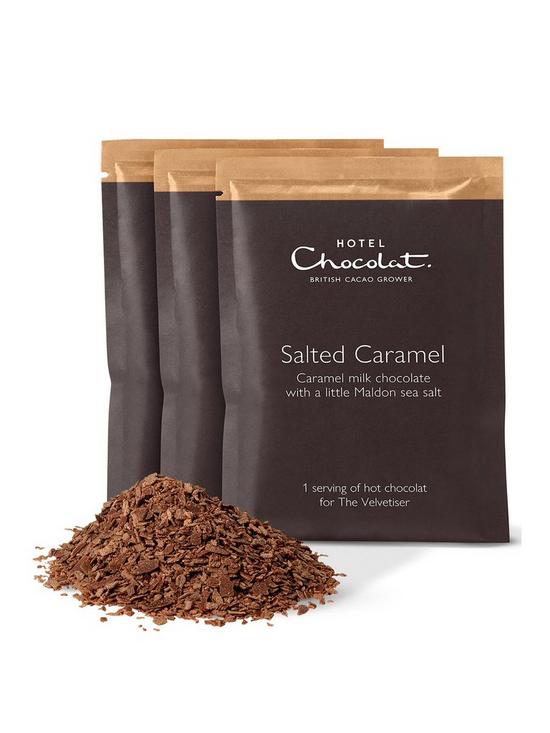 front image of hotel-chocolat-20-pack-salted-caramel-hot-chocolate-sachets