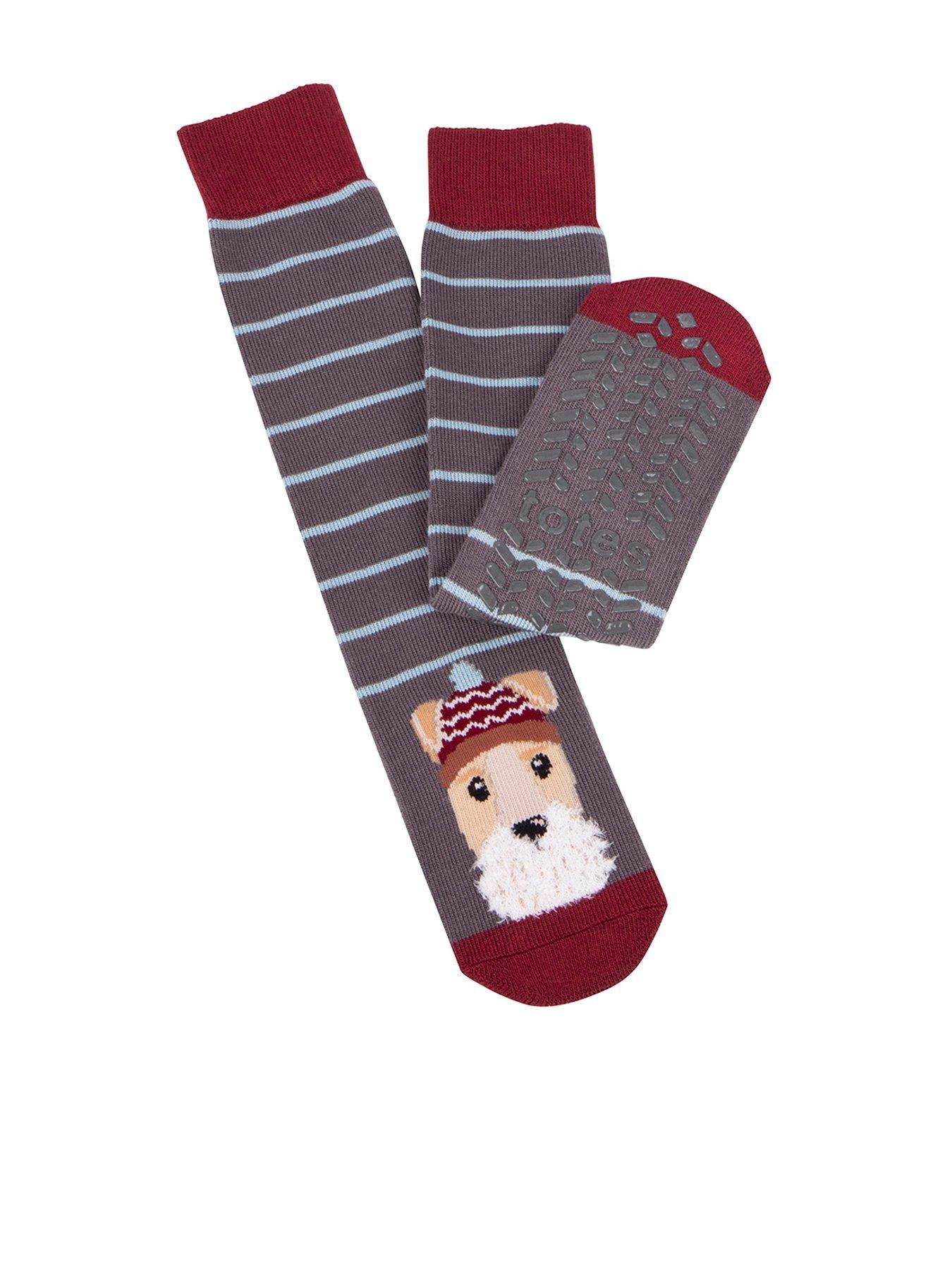 TOTES Mens Original Novelty Slipper Socks Navy/Red