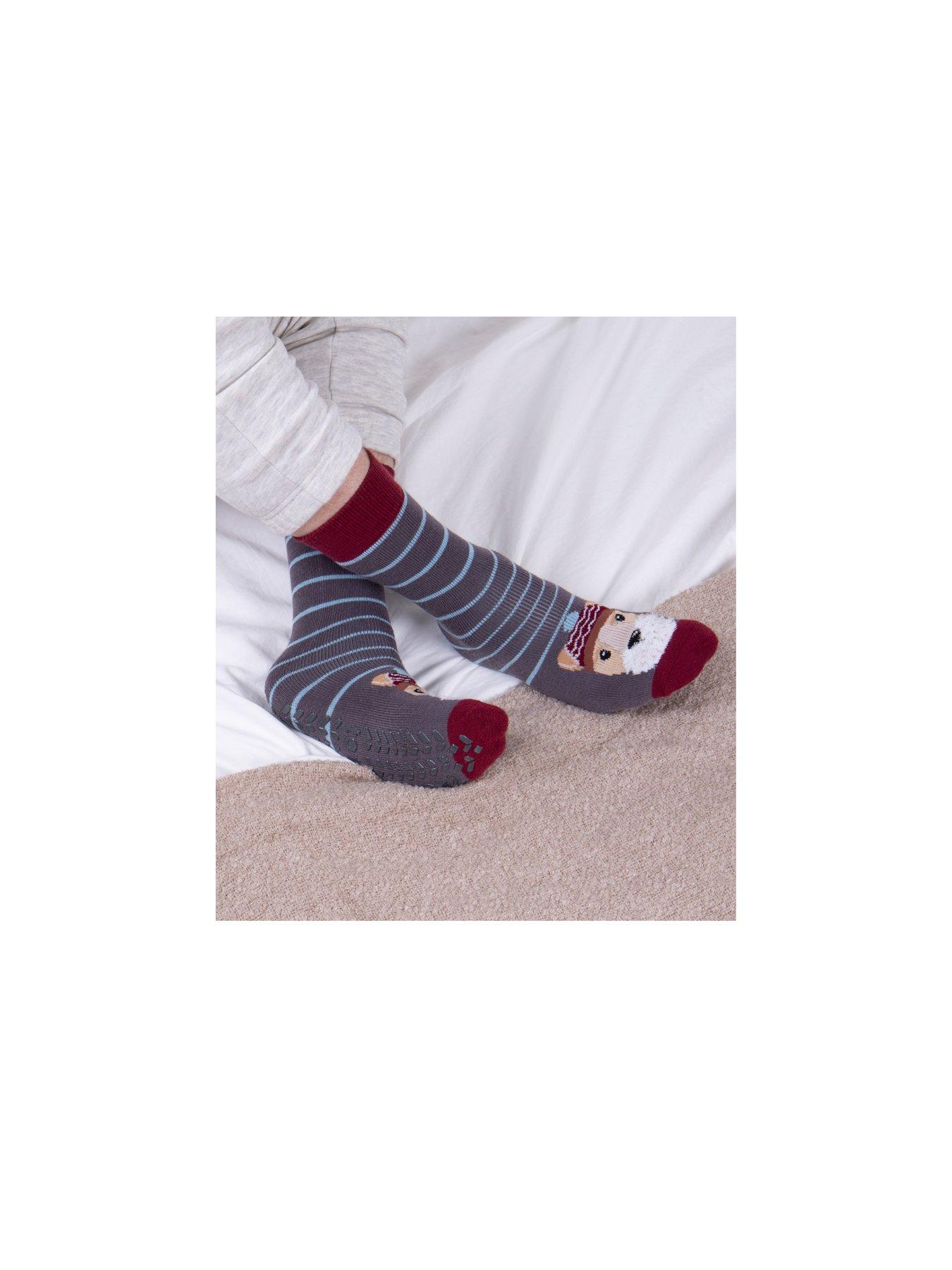 TOTES Mens Original Novelty Slipper Socks Navy/Red