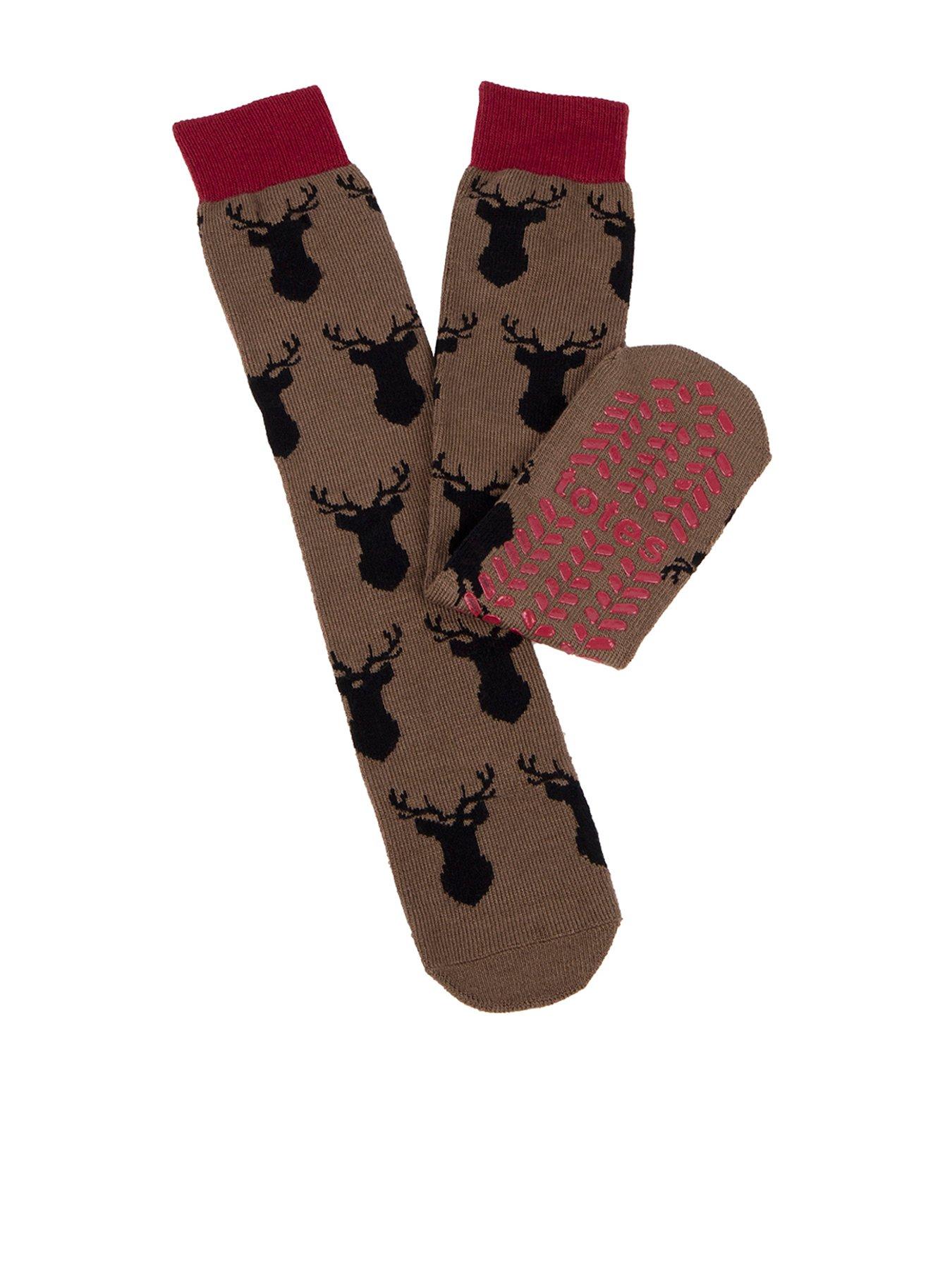 TOTES Mens Original Novelty Slipper Socks Brown