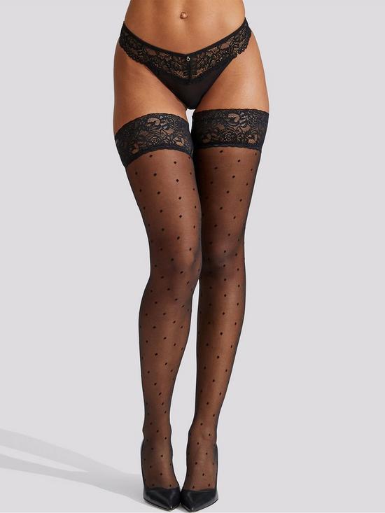 front image of ann-summers-hosiery-lace-top-spot-hold-up