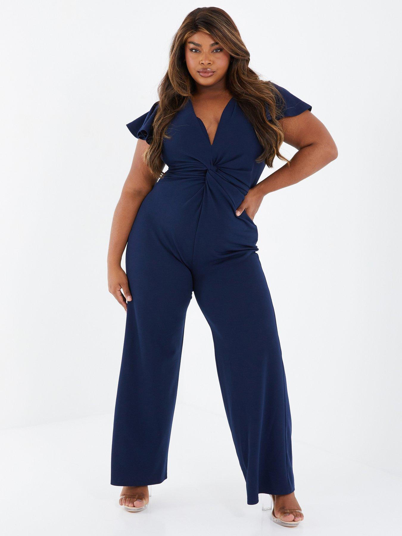 Quiz Curve Navy Jumpsuit | littlewoods.com