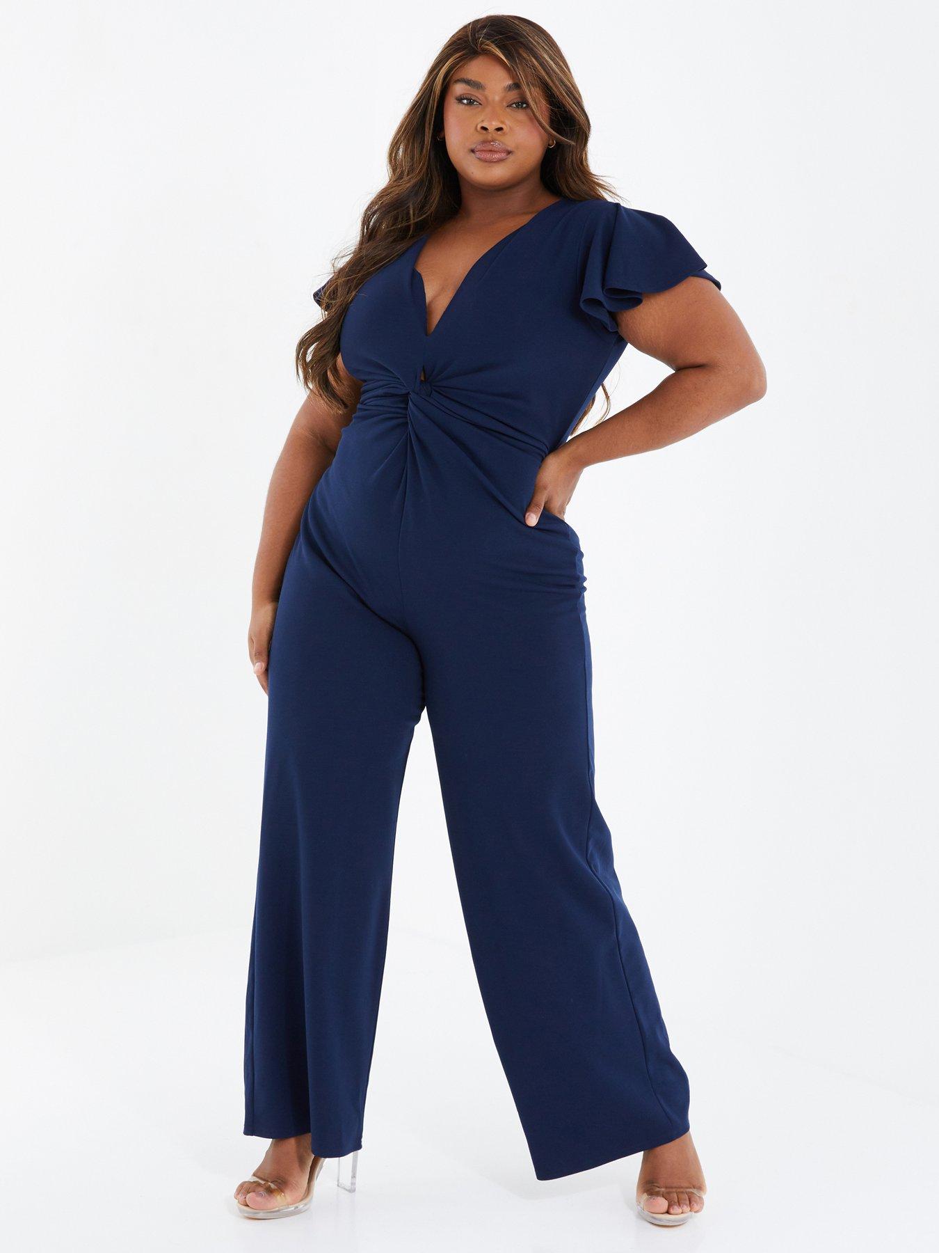 Plus size deals navy blue jumpsuit