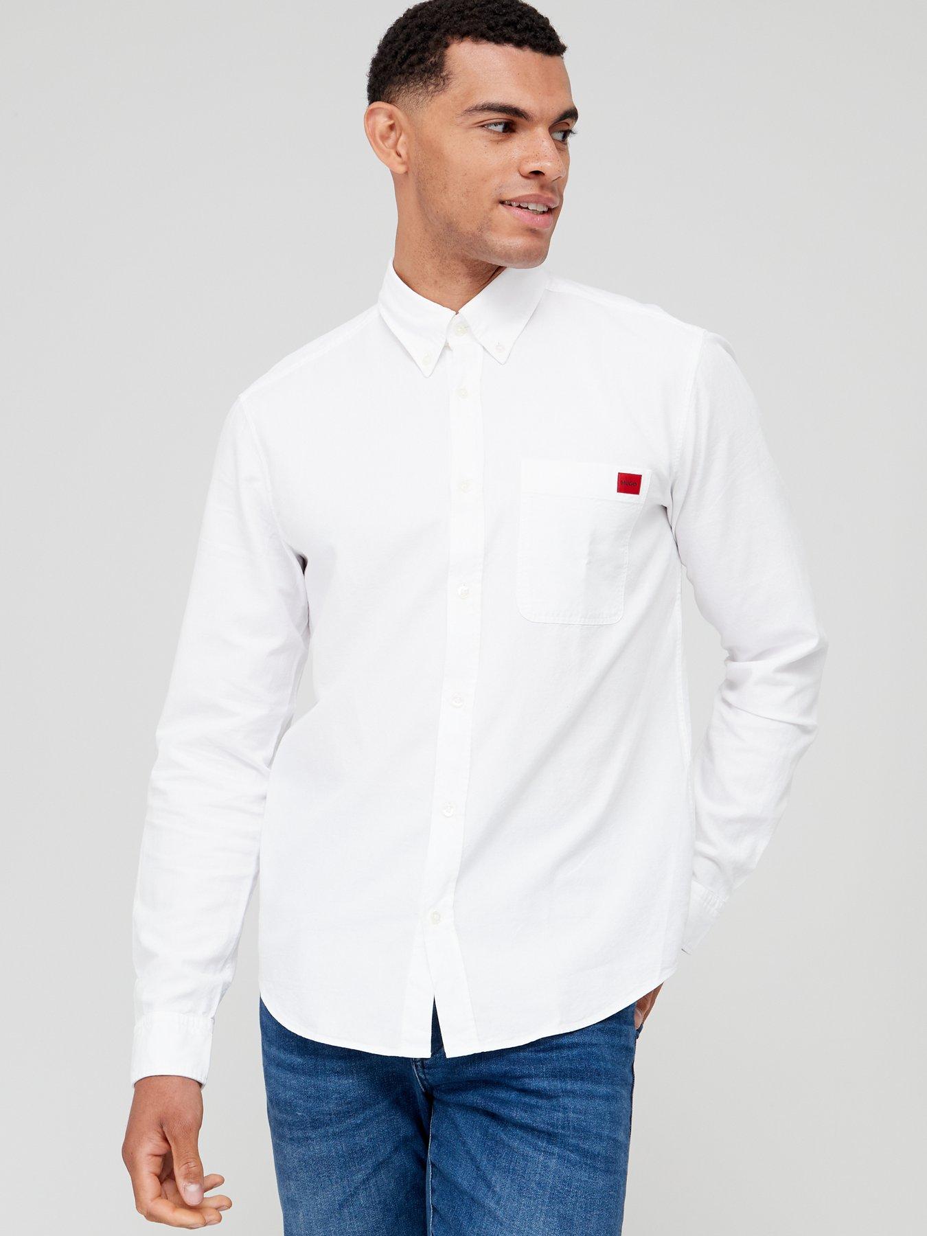 HUGO Evito Slim Fit Long Sleeve Shirt - White