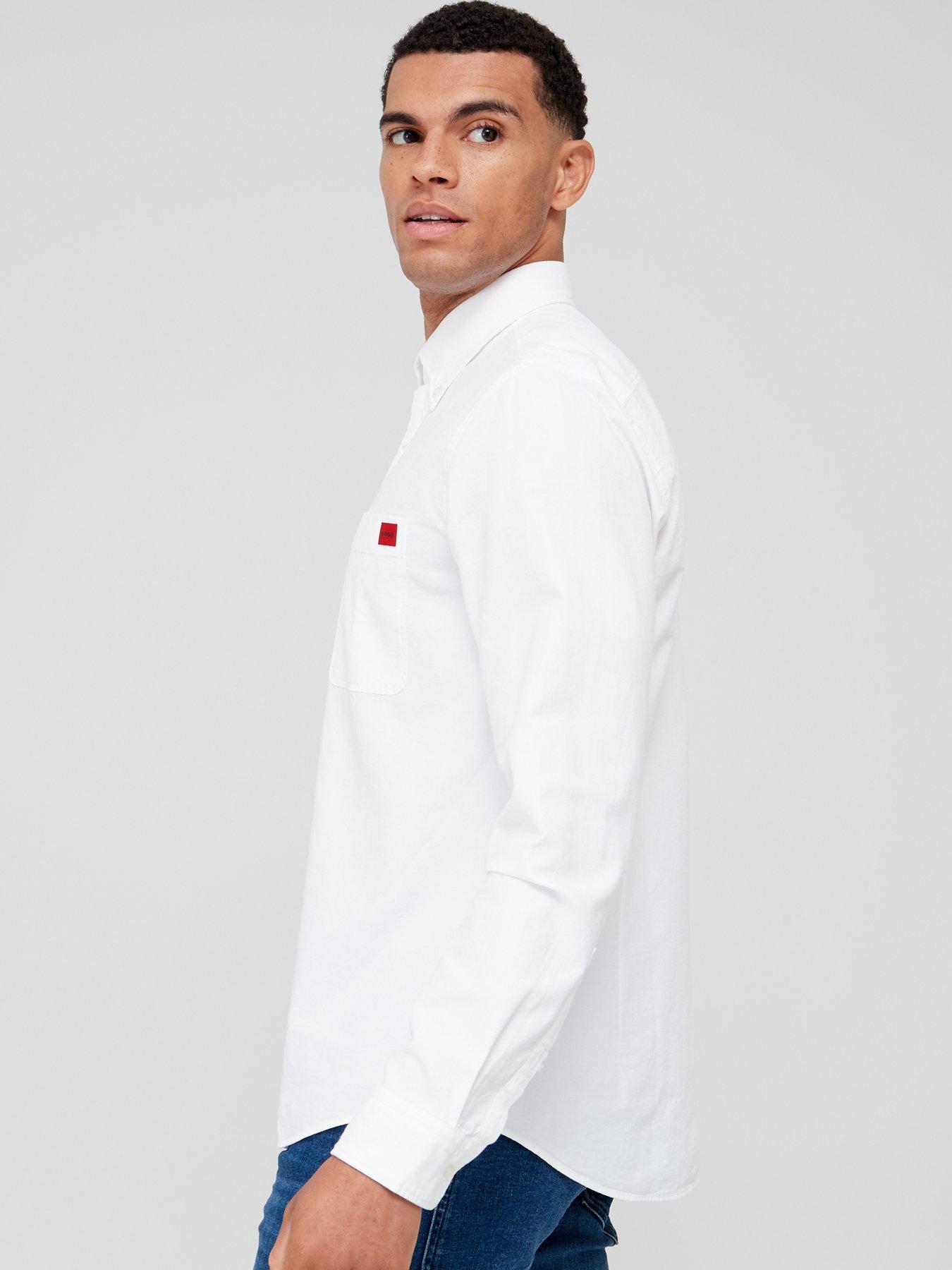  image of hugo-evito-slim-fit-long-sleeve-shirt-white