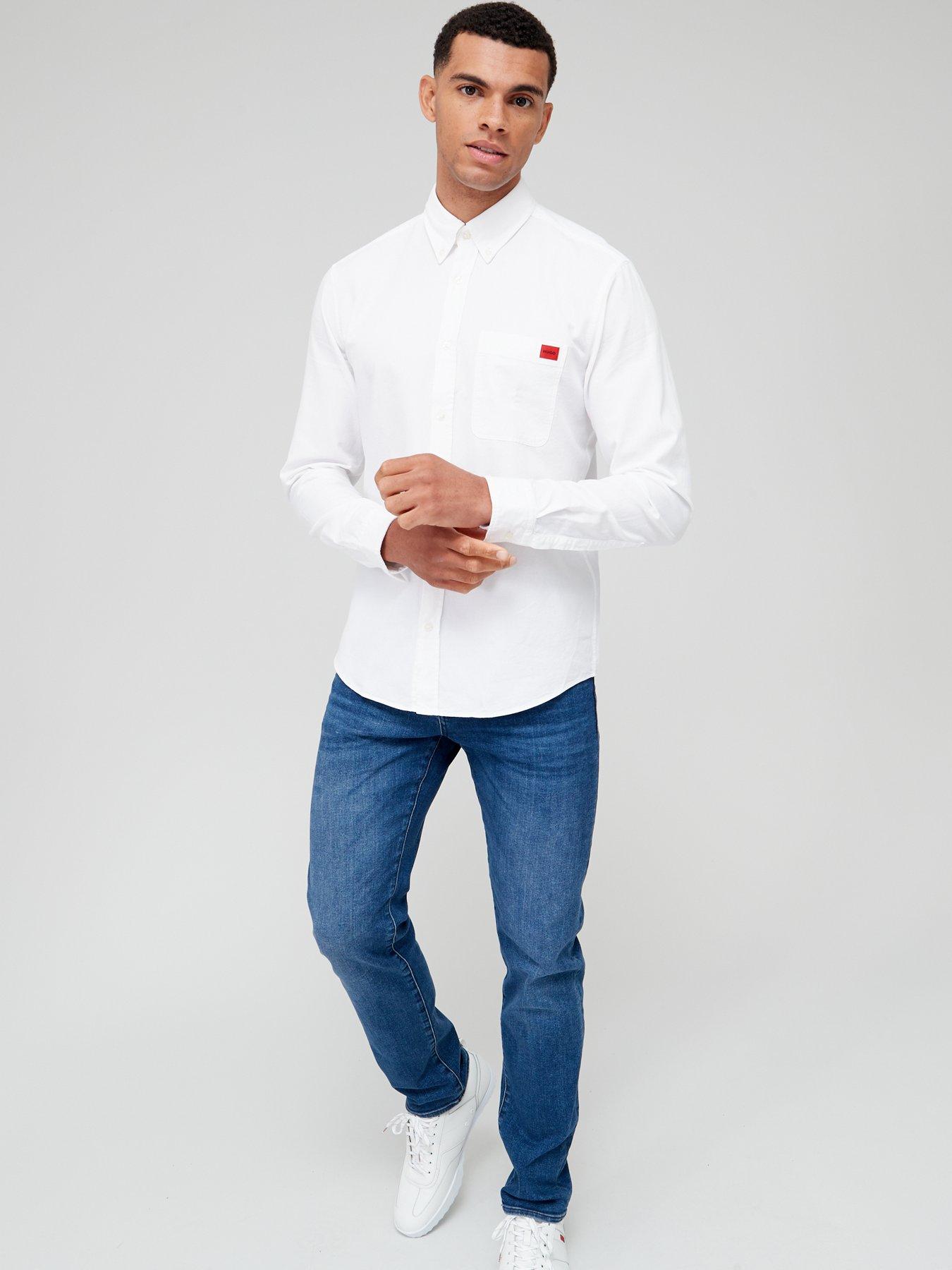  image of hugo-evito-slim-fit-long-sleeve-shirt-white