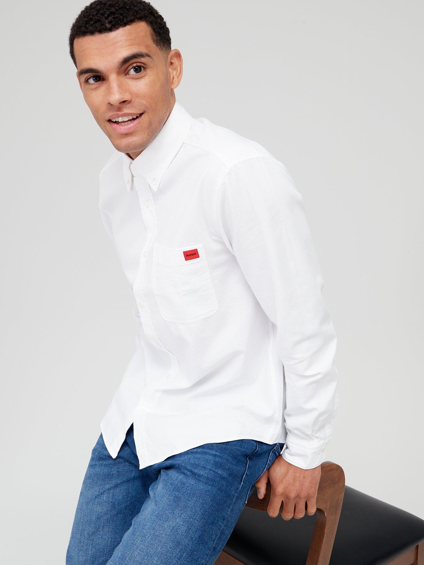  image of hugo-evito-slim-fit-long-sleeve-shirt-white