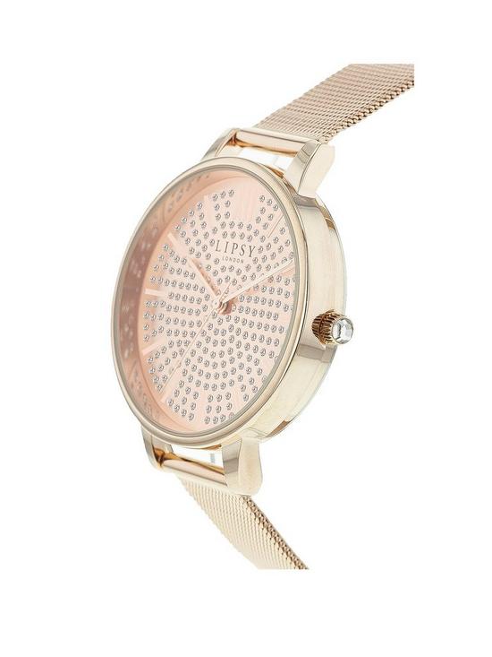 stillFront image of lipsy-rose-gold-mesh-strap-watch-with-rose-gold-dial