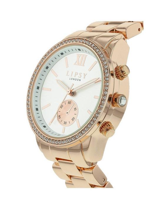 stillFront image of lipsy-rose-gold-bracelet-watch-with-silver-dial