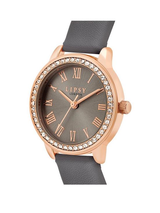 stillFront image of lipsy-grey-strap-watch-with-cool-grey-sunray-dial