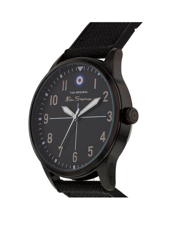 stillFront image of ben-sherman-black-nylon-strap-watch-with-black-dial