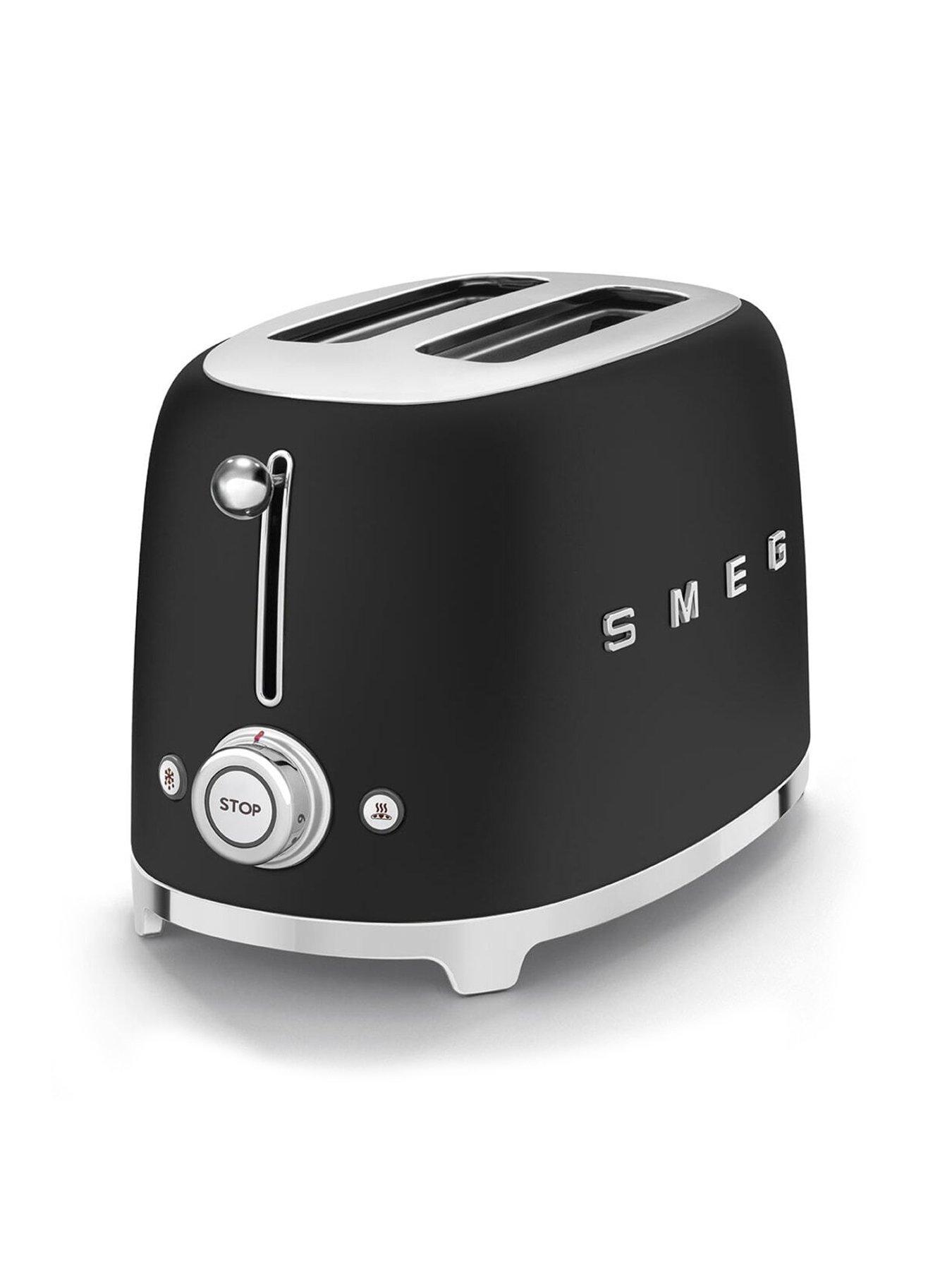 Smeg TSF01 Retro Style 2 Slice Toaster, 950W - Matte Black