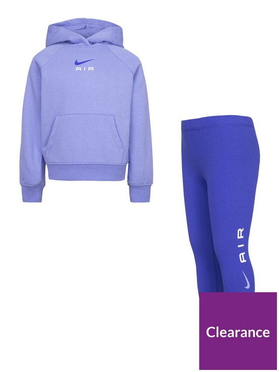 front image of nike-kids-girls-air-overhead-hoody-and-tight-set-light-purple