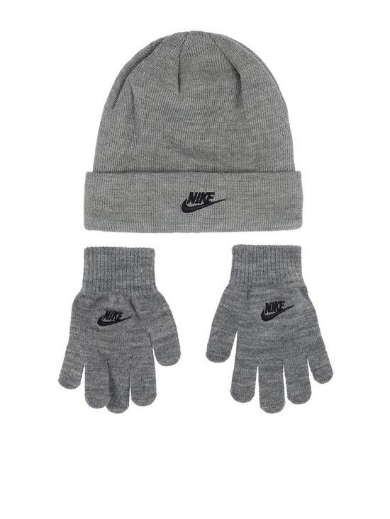 front image of nike-kids-boys-beanie-and-gloves-set