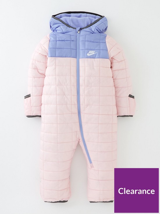front image of nike-infant-girls-snowsuit-light-pink