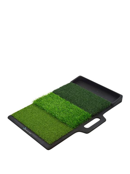 front image of me-and-my-golf-tri-turf-golf-hitting-mat
