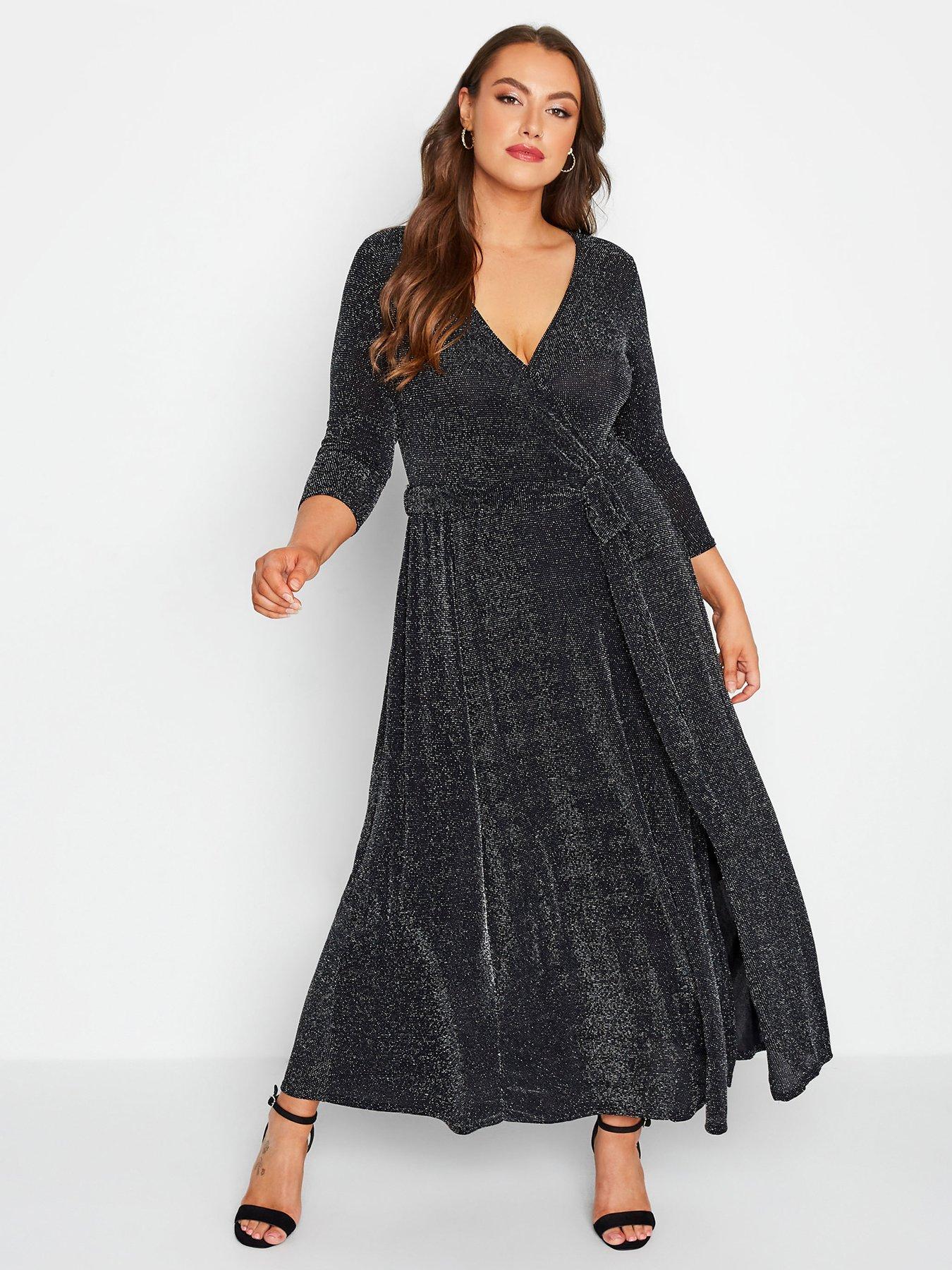 Party Maxi Wrap Dress Silver