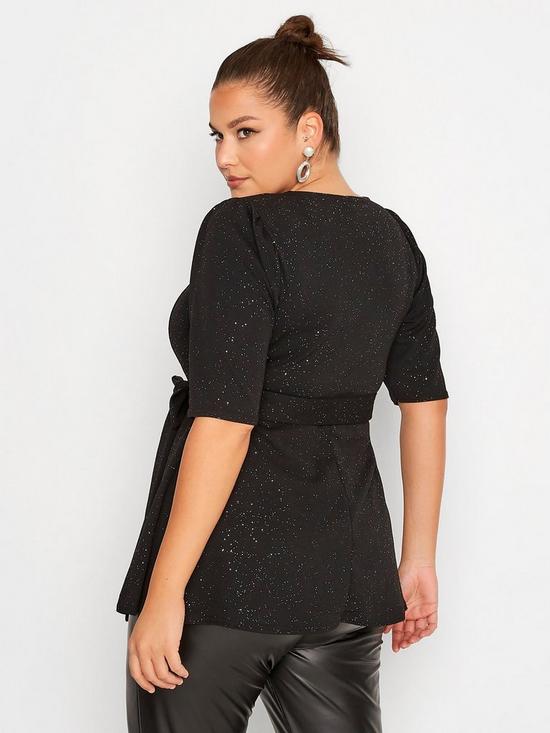 stillFront image of yours-party-notch-neck-peplum-top-black