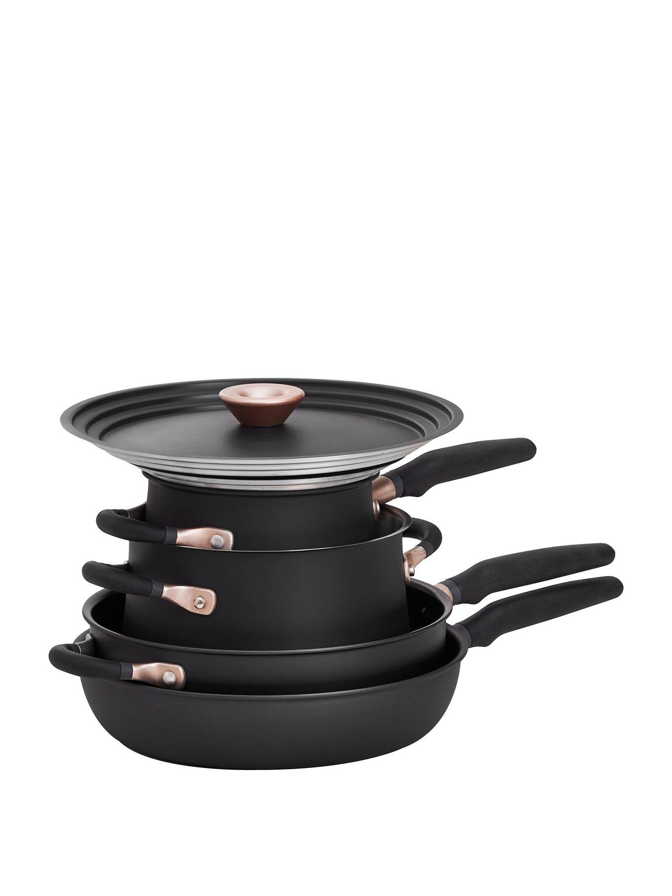 undefined Accent Hard Anodised Ultra-Durable 6-Piece Essential Pots and Pans Set