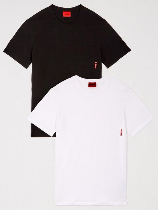 front image of hugo-bodywear-lounge-t-shirts-2-packnbsp--blackwhite