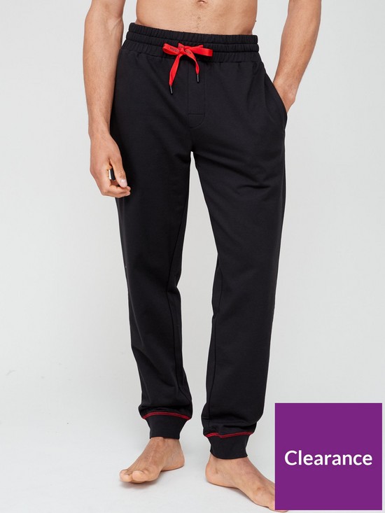 front image of hugo-bodywear-monogramnbsplounge-pants-black