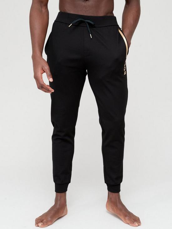 front image of boss-bodywear-tracksuit-lounge-joggers-black