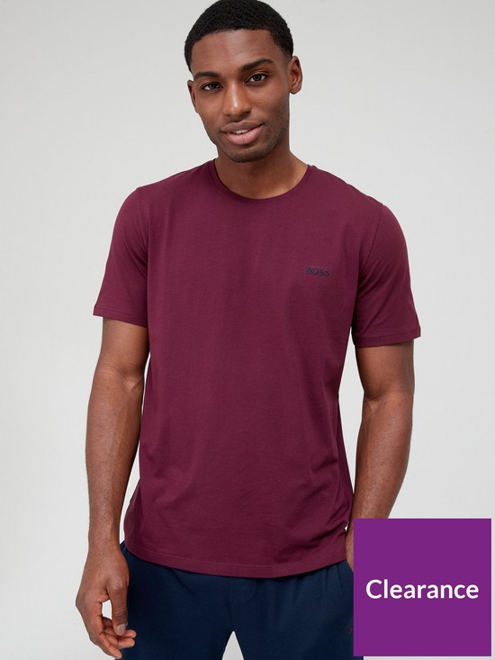 front image of boss-bodywear-mix-amp-match-lounge-t-shirt-dark-purple