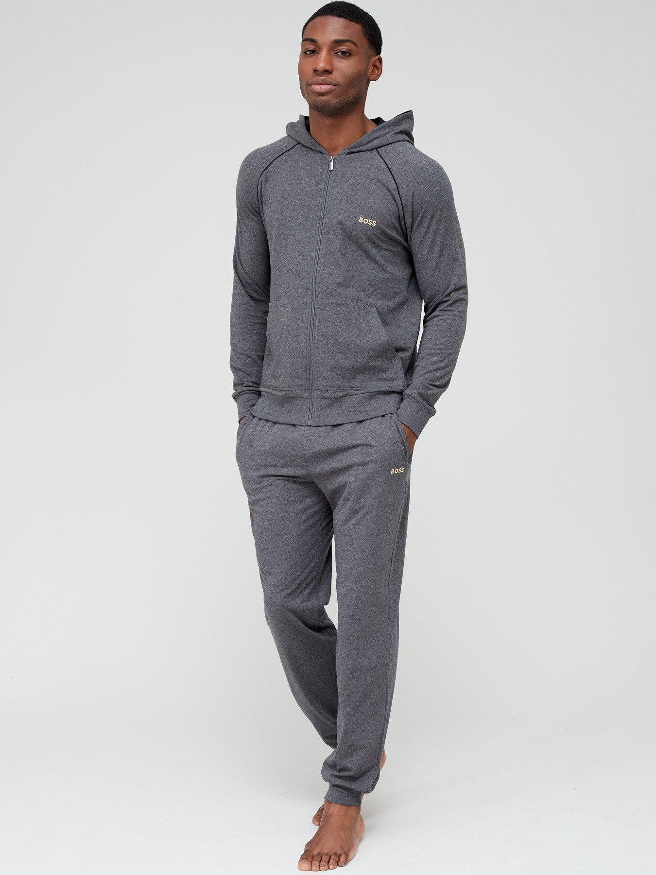 Boss bodywear lounge logo tracksuit online grey