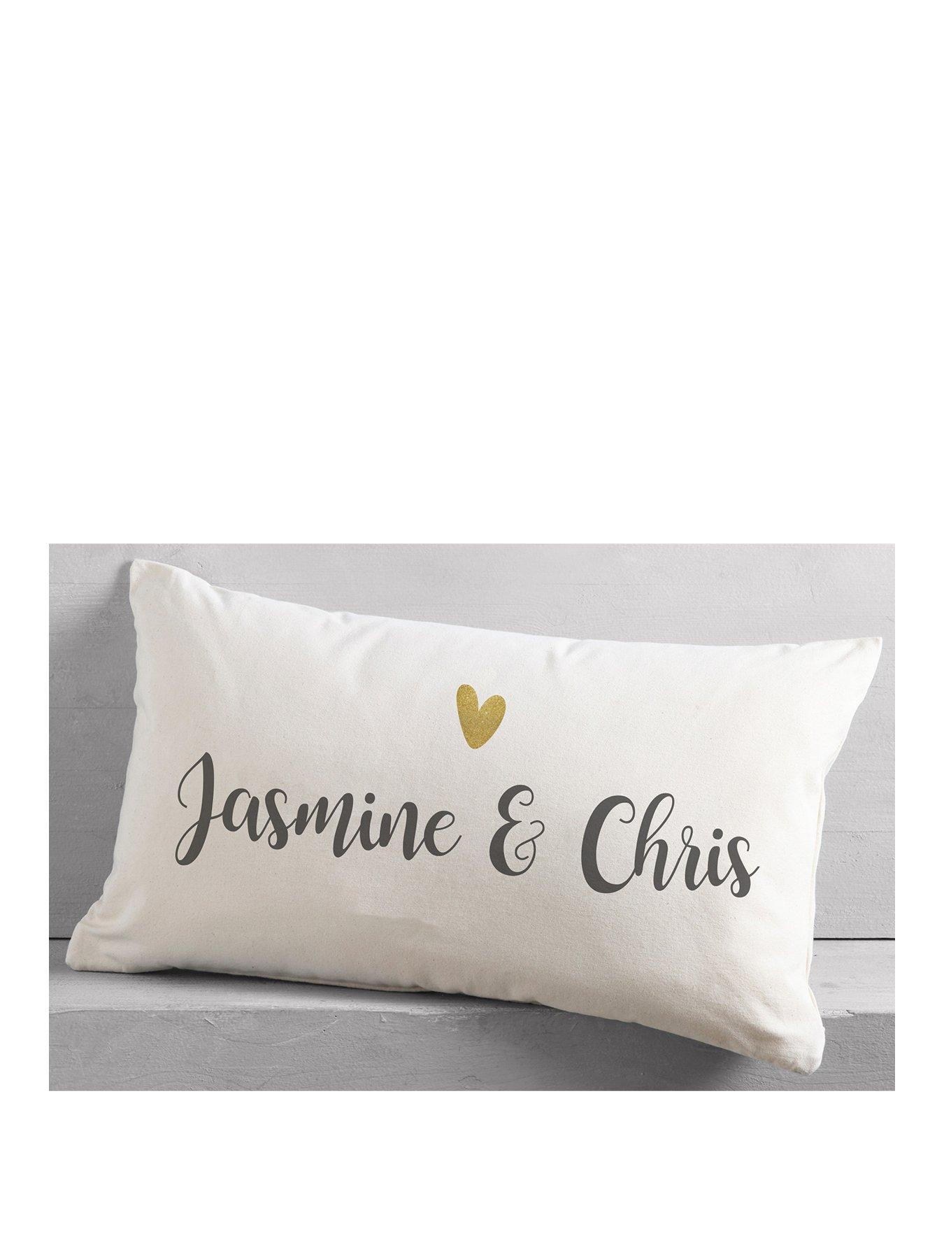 Image 1 of 1 of Love Abode Personalised Heart Couple Cushion