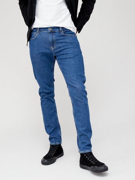 front image of calvin-klein-slim-fit-jeans-dark-wash