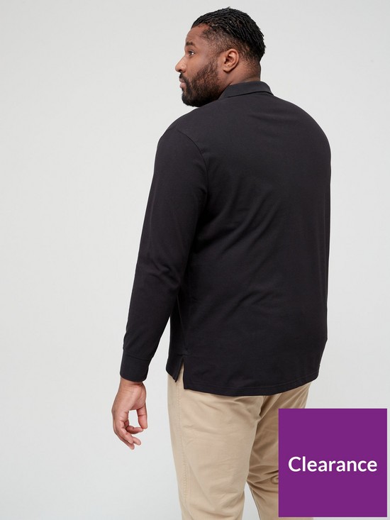 stillFront image of calvin-klein-big-amp-tall-stretch-pique-long-sleeve-polo-shirt-black