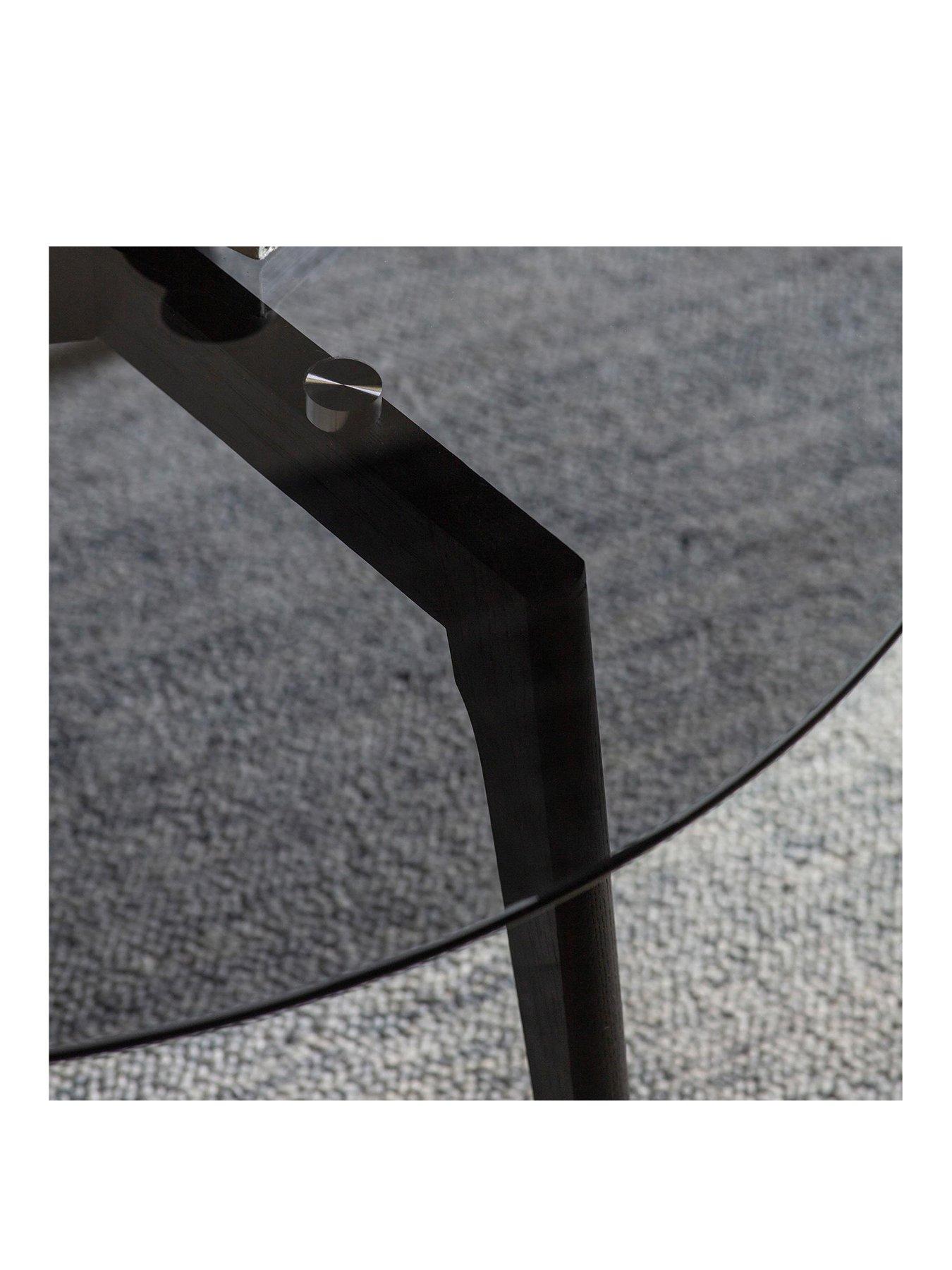  image of gallery-simard-round-glass-topnbspcoffee-table-black