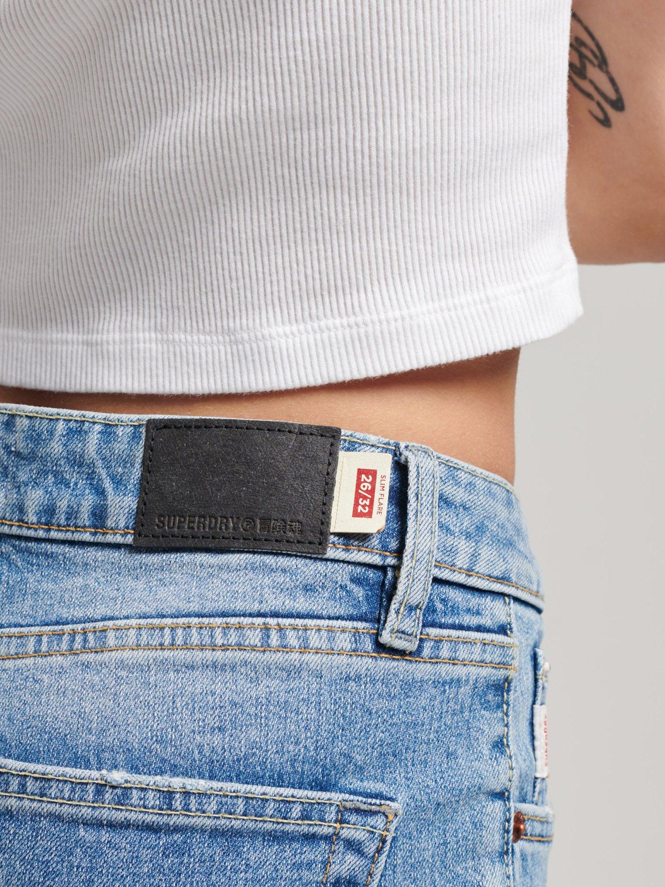 image of superdry-vintage-mid-rise-slim-flare-jean-blue