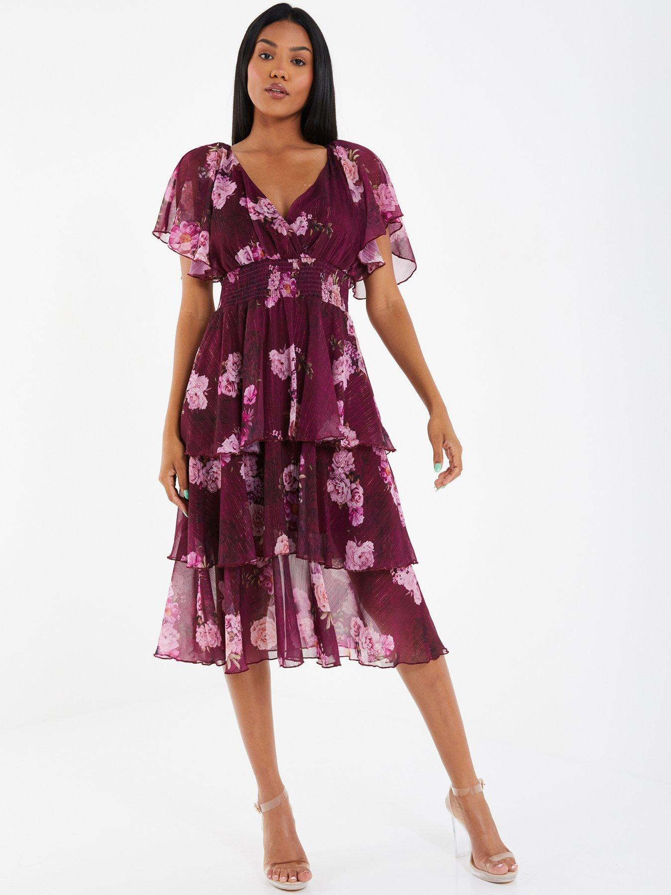 Quiz Floral Chiffon Midi Dress