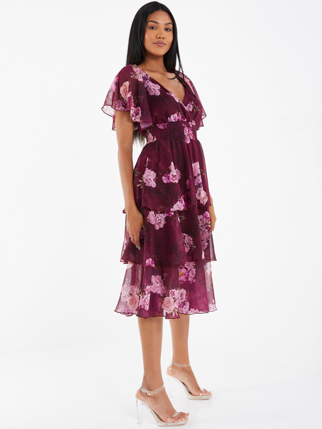Quiz Floral Chiffon Midi Dress