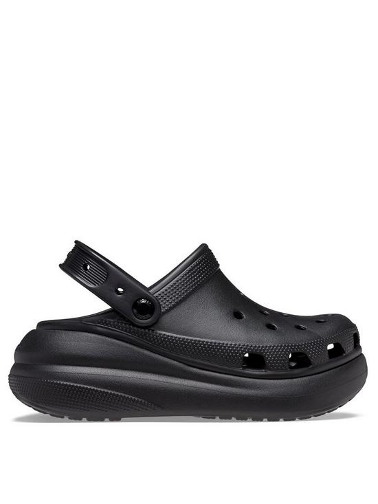front image of crocs-classic-crush-platform-clogs-black