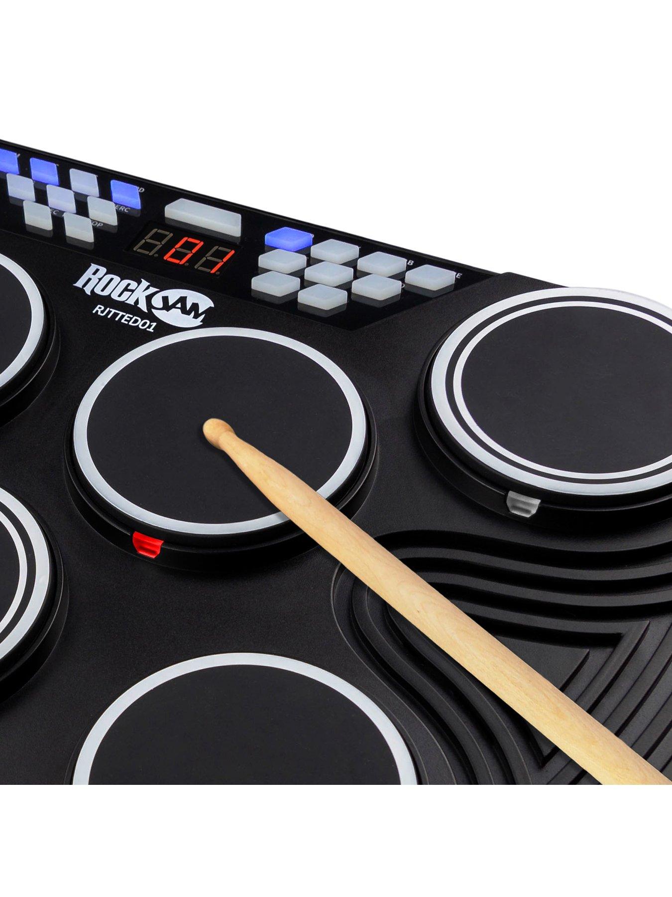  image of rockjam-tabletop-7-pad-electronic-midi-bluetooth-drum-kit
